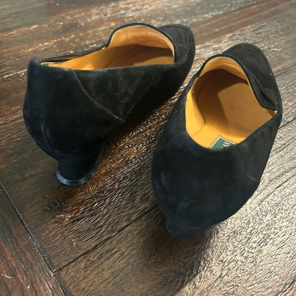 Cole Haan Vintage Black Suede Heeled Made in Italy Loafers - Picture 3 of 8